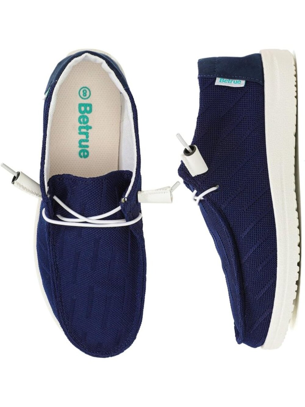 🆕Women's Navy Blue Lightweight Boat Shoes Casual Loafers, Slip On Deck Shoes